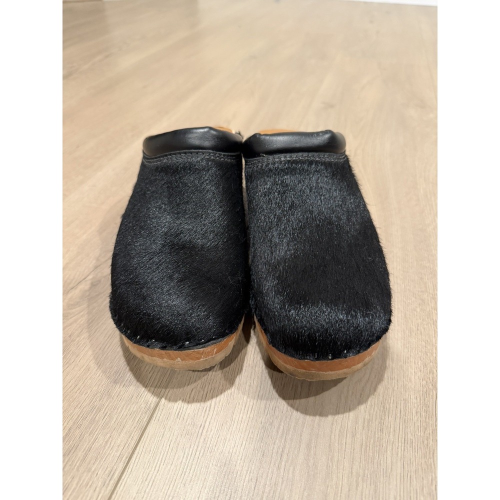 Troentorp clogs black pony hair Rembrandt Swedish Size 39 W9 M6 mules - Picture 2 of 9